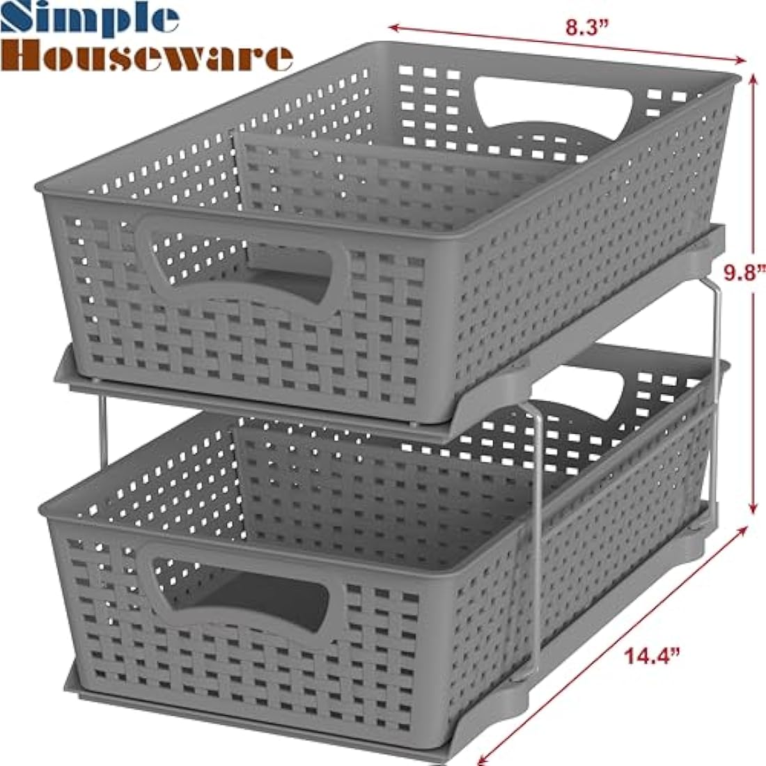 Simple Houseware 2-Tier Under-Sink Sliding Drawer Organizer, Grey