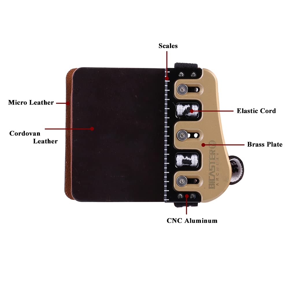 Bicaster Barebow Finger Tab | Cordovan Leather & Brass | Right Hand Large