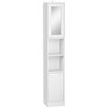 kleankin Tall Bathroom Storage Cabinet with Mirror & Adjustable Shelves