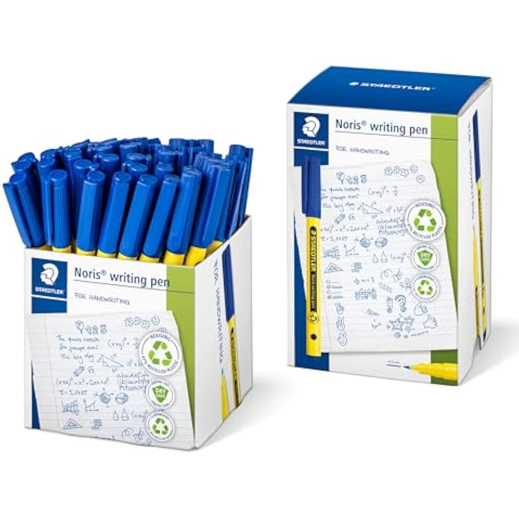 Staedtler Noris Handwriting Pens - Blue Ink Bulk Tub of 50 Pens