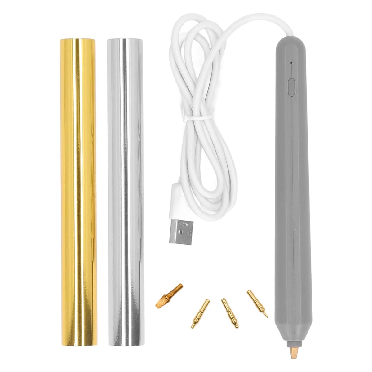 Jolof Store Heat Foil Pen Kit – USB Hot Stamping Pen with 4 Tips for DIY