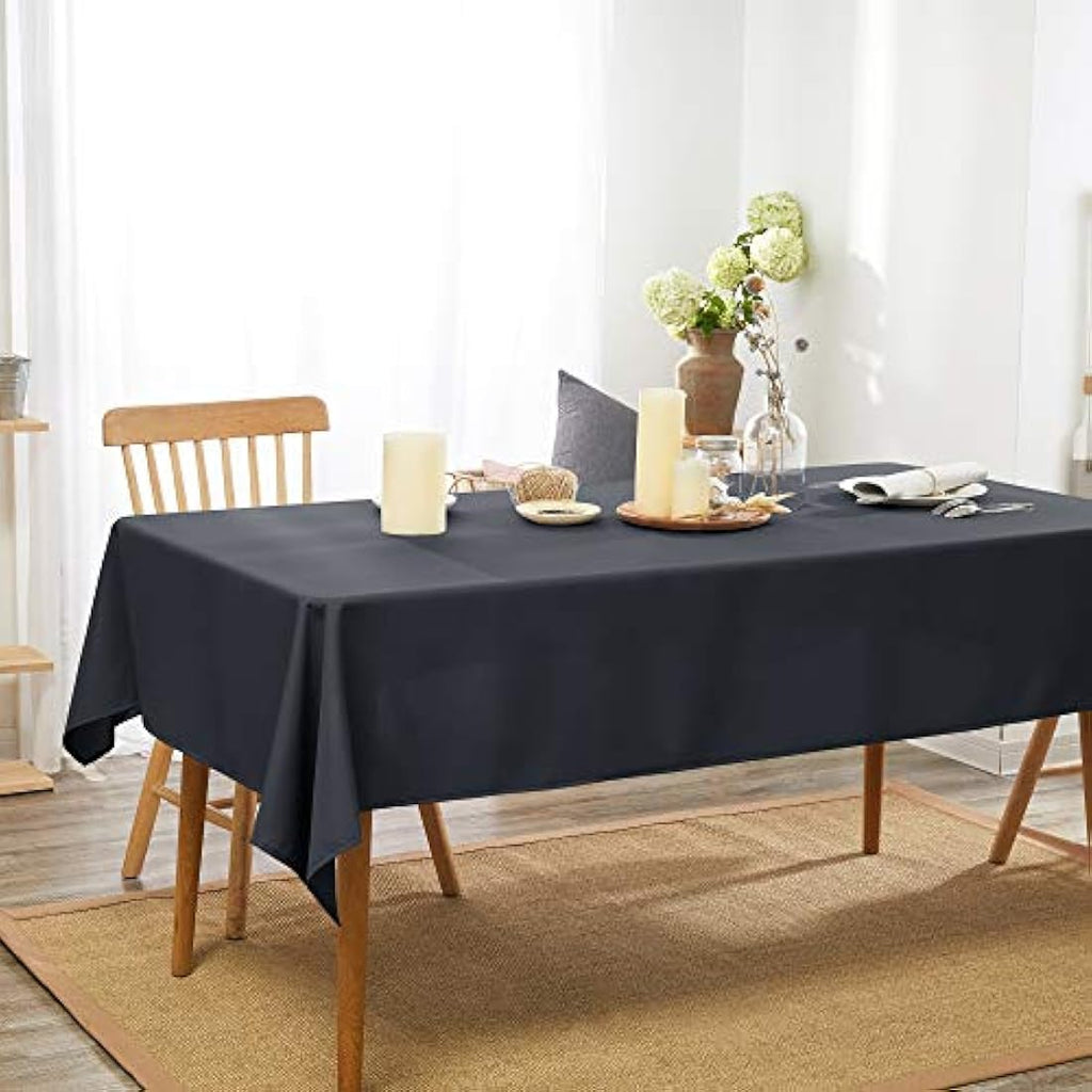 Deconovo Oxford Tablecloth – Water Resistant Wipeable Rectangle, Dark Grey