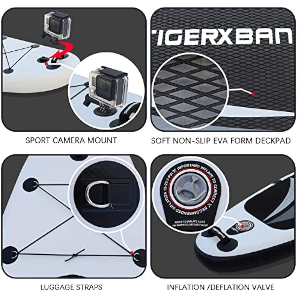 TIGERXBANG Inflatable Stand Up Paddle Board with Kayak Seat & Camera Mount