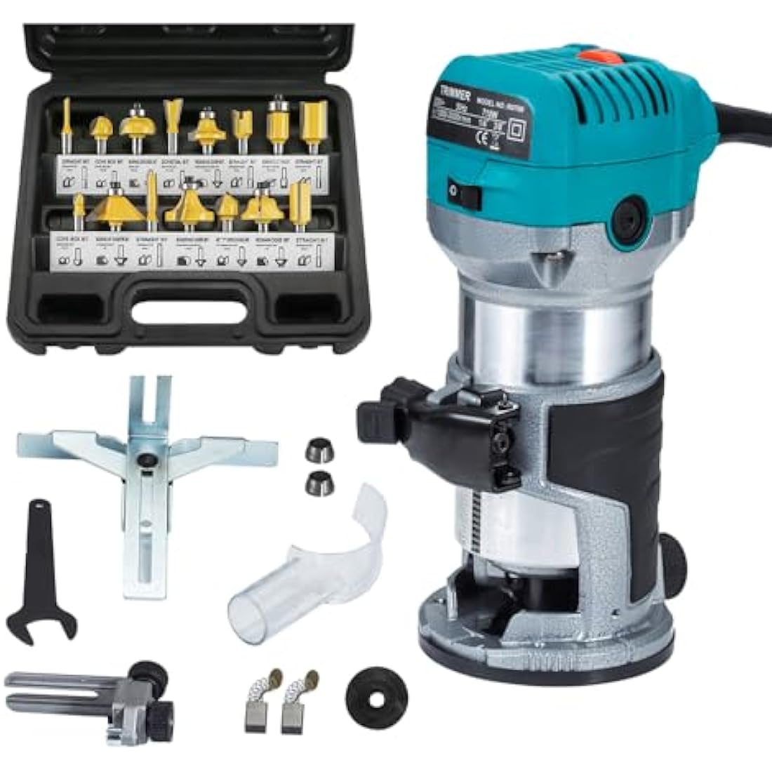 Anesty Palm Router Trimmer – 710W Woodworking Kit with 15pc Bit Set