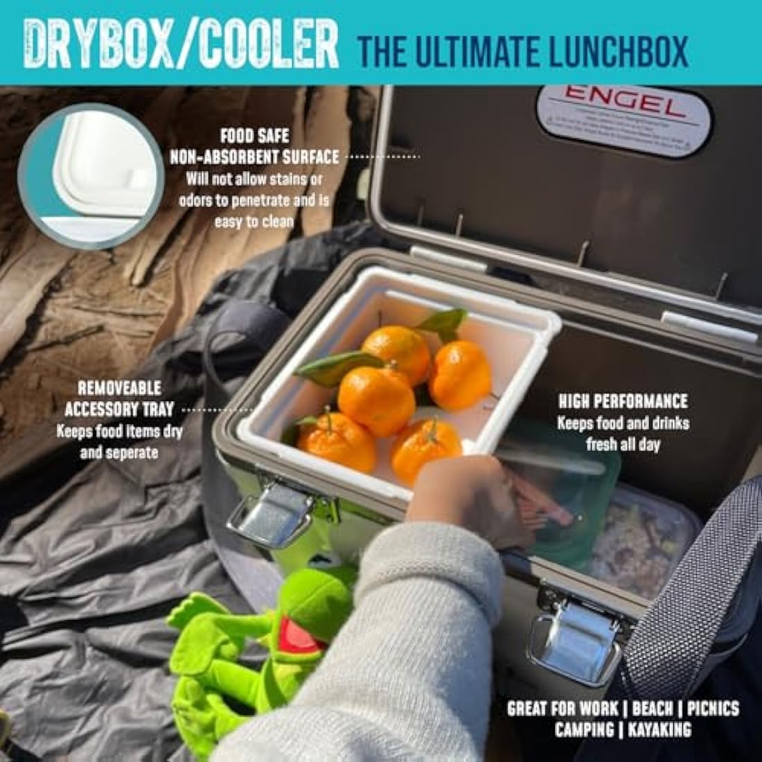 Engel 12.3L Leak-Proof Cooler & Dry Box – Insulated Ice Box for 15 Cans