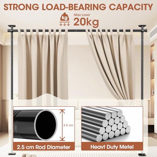 WELDUN Floor Standing Room Divider Curtain Rod – No Drill Heavy Duty White