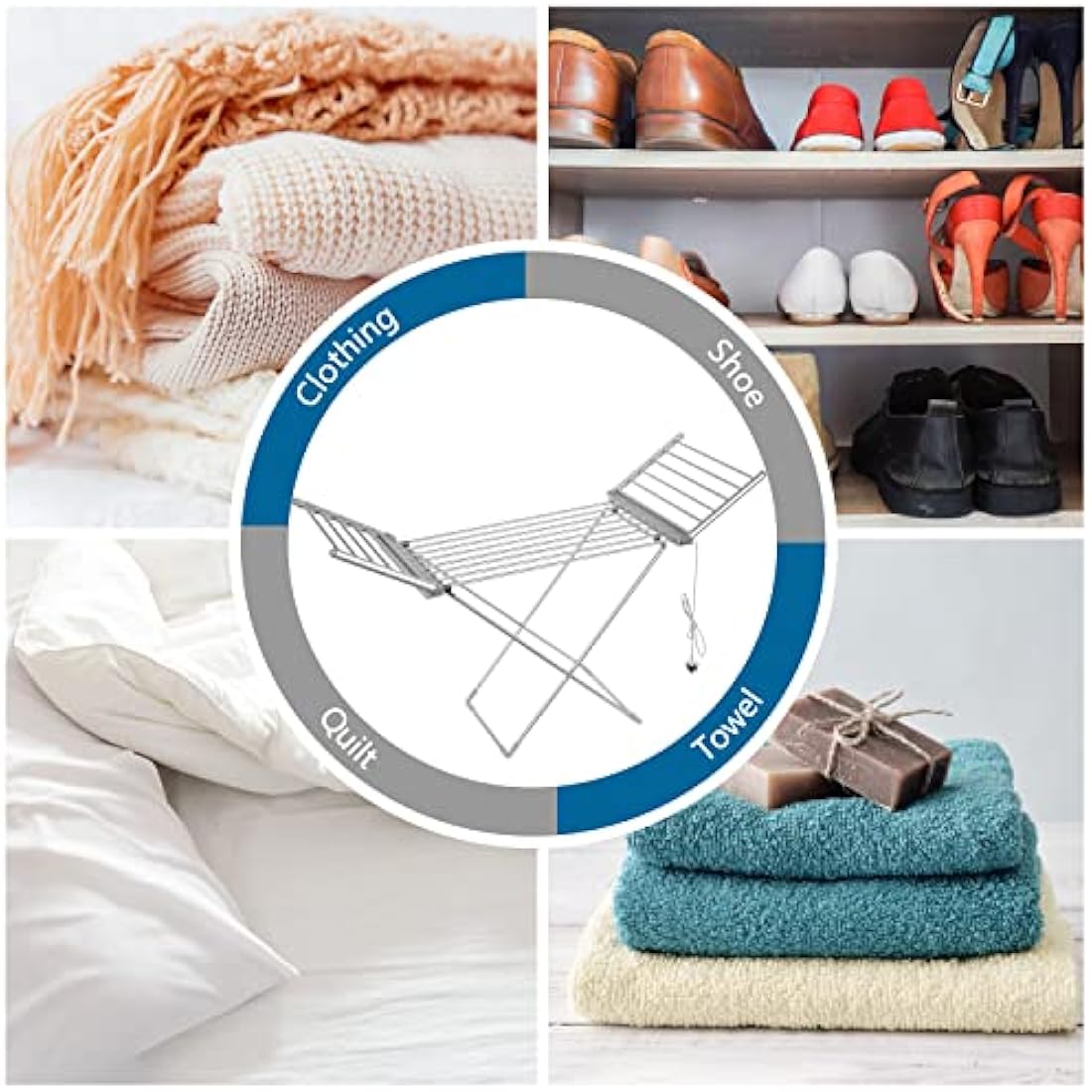 Rainberg Electric Heated Folding Clothes Dryer – 230W 18 Rail Airer