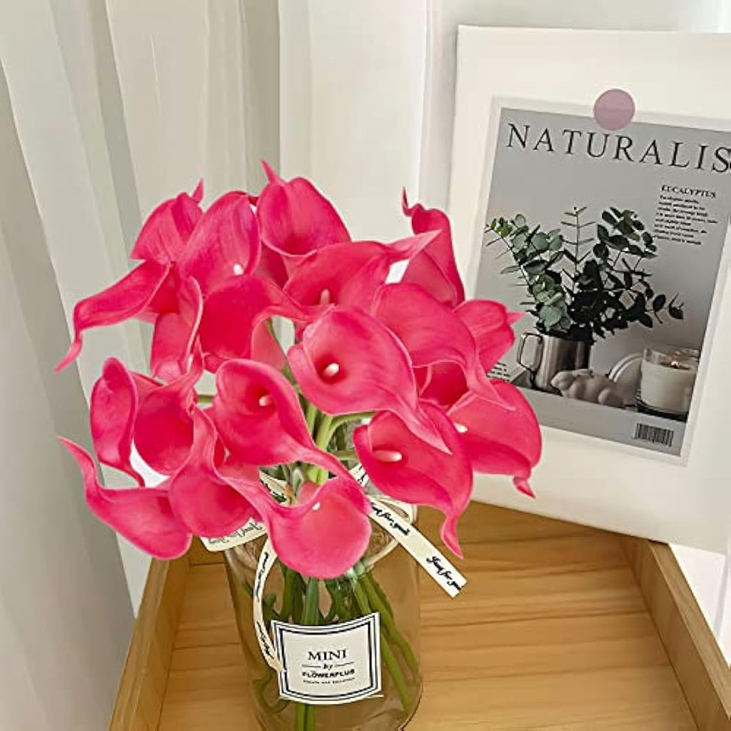 Real Touch Artificial Calla Lilies - 10 Stems (Rosy Red)