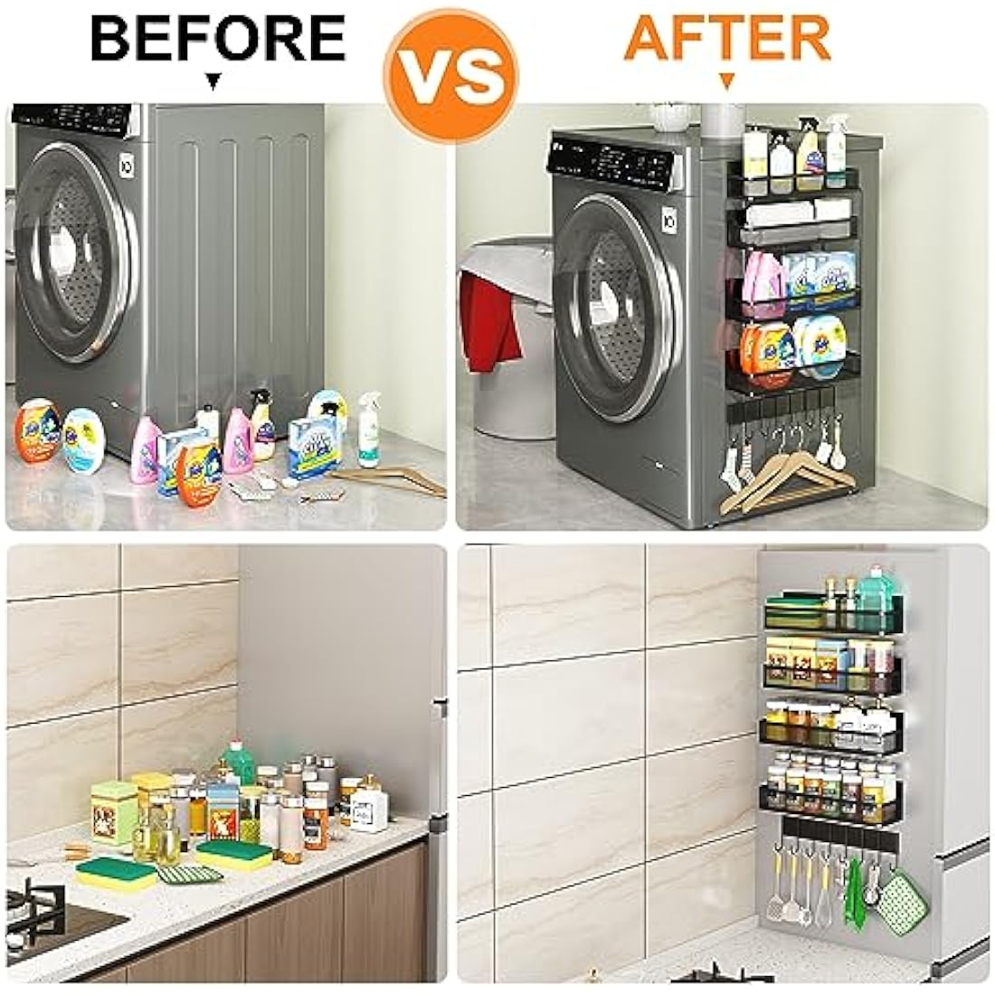 Aufworld Magnetic Spice Rack for Refrigerator – 5 Pack Fridge Organizer