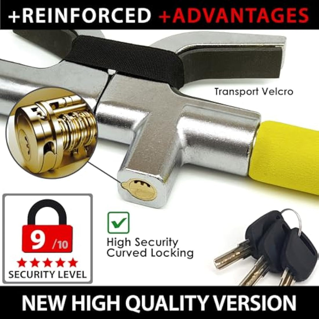 KRASER Steering Wheel Lock – High Security Anti-Theft Bar with Hammer
