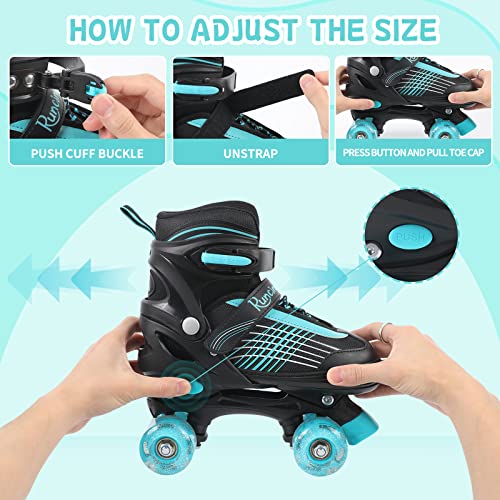 Runcinds Adjustable Roller Skates for Kids – Light Up Wheels for Beginners