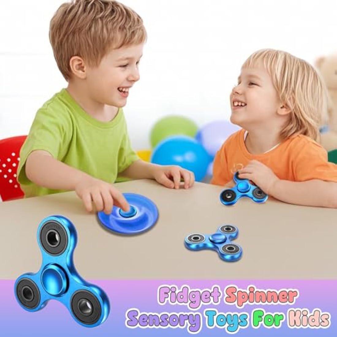 Aolcev Metal Fidget Spinner – Stainless Steel EDC Toy for ADHD, Blue