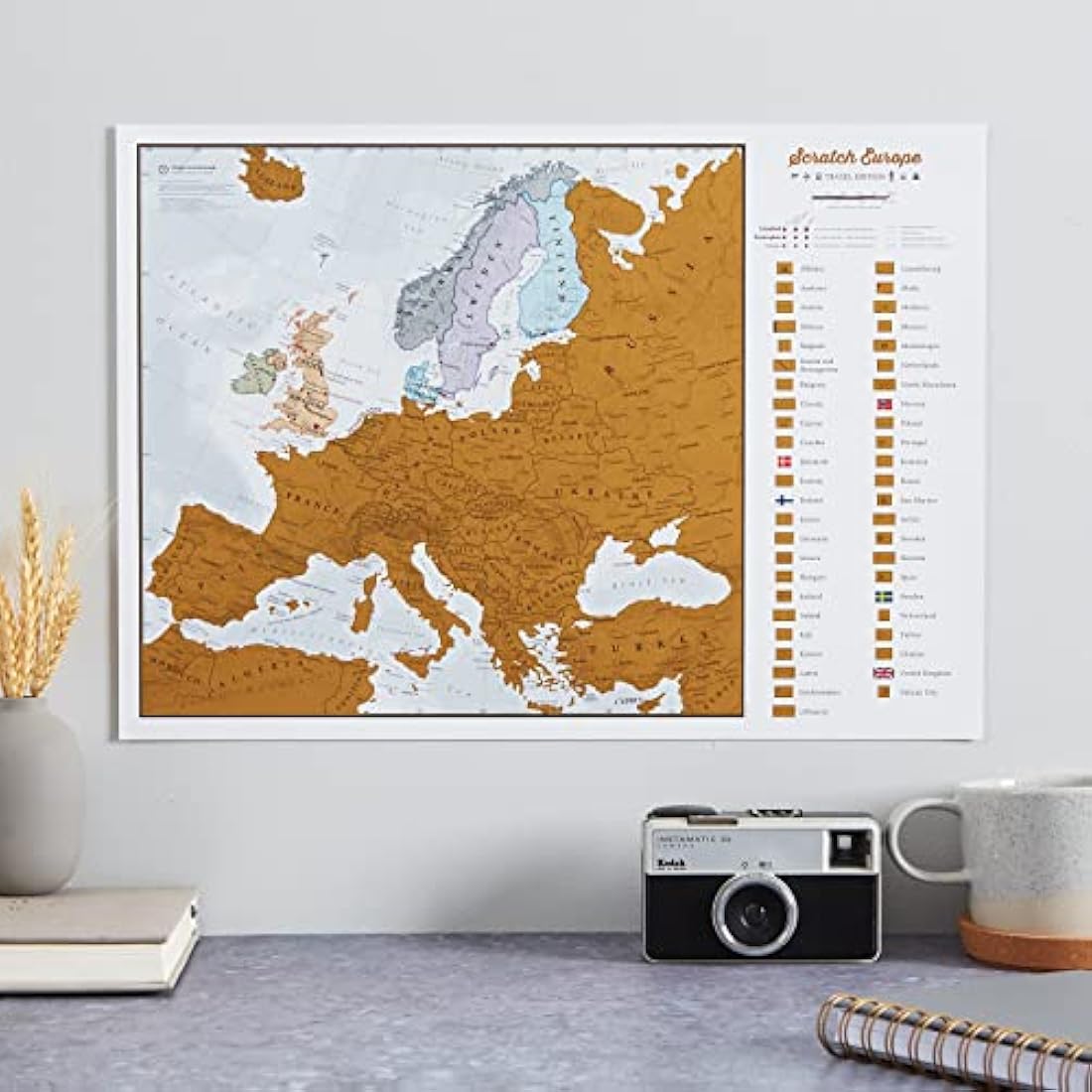 Scratch Off World Map Poster with Europe Map – Maps International Travel Gift