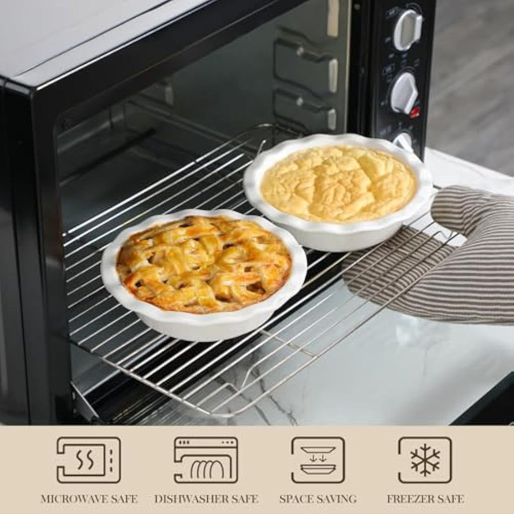 MALACASA Ceramic Mini Pie Dishes – 6.6 Inch Ivory White Baking Pans, 6PC
