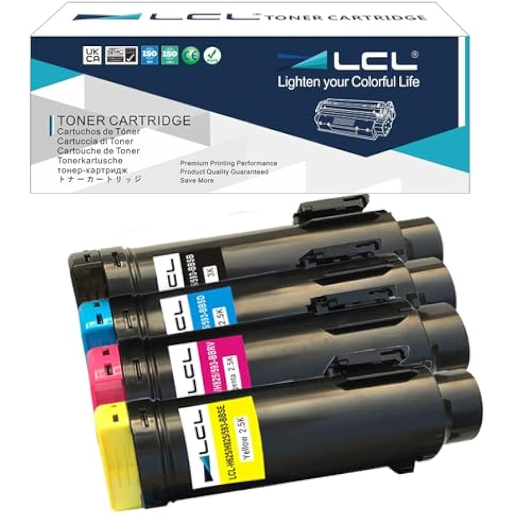 LCL Compatible Toner Cartridge for Dell H625cdw H825cdw S2825cdn | 4-Pack