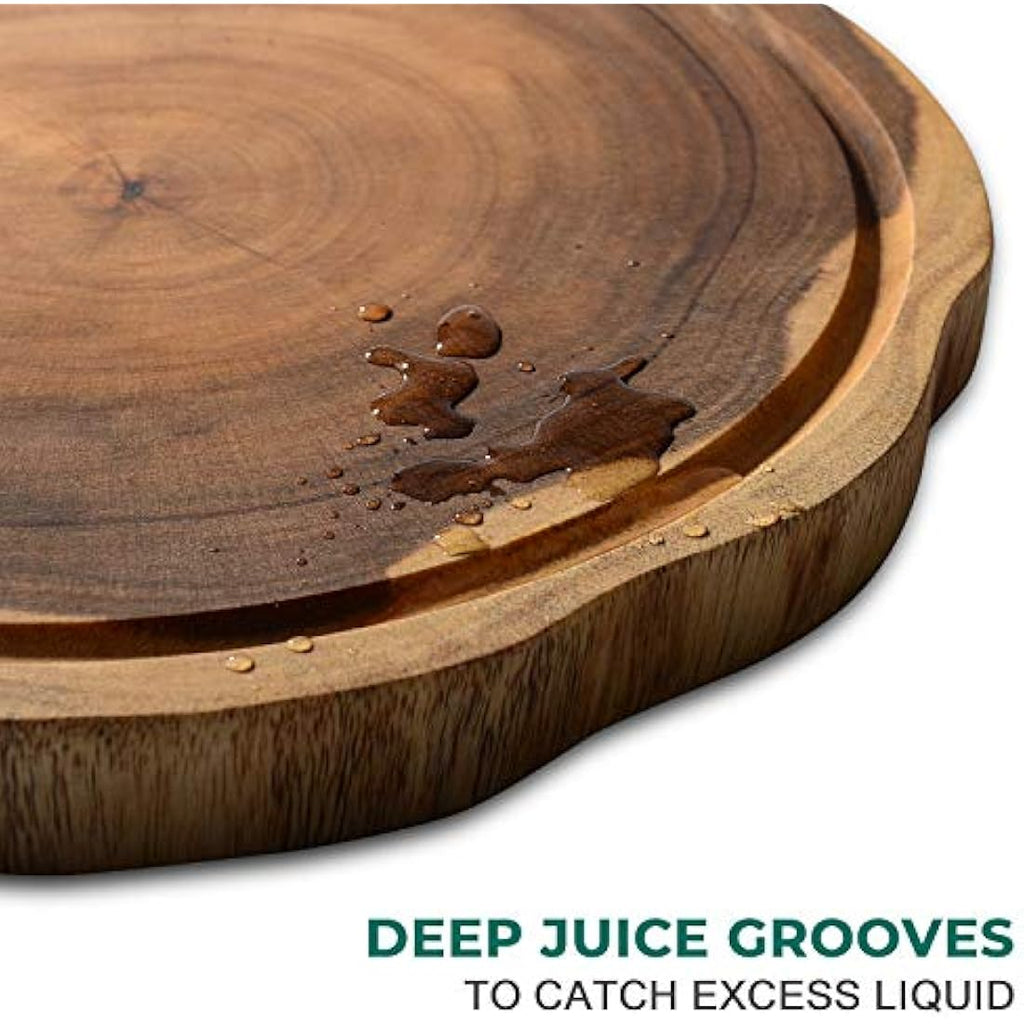 Linoroso Round Acacia Wood Cutting Board - 30cm Non-Spliced Chopping Board