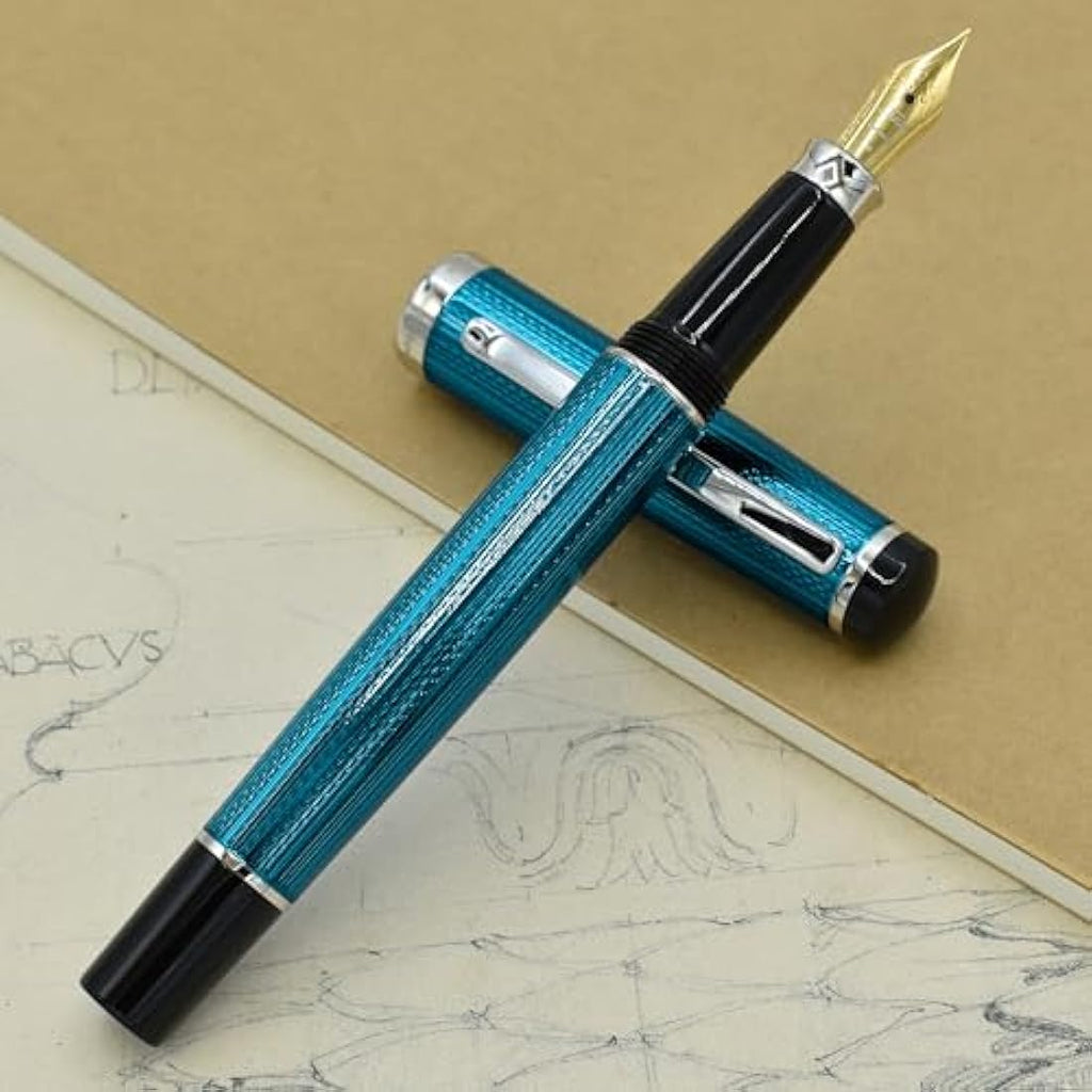 Xezo Incognito Fountain Pen – Medium Nib, Blue Lacquer & Platinum