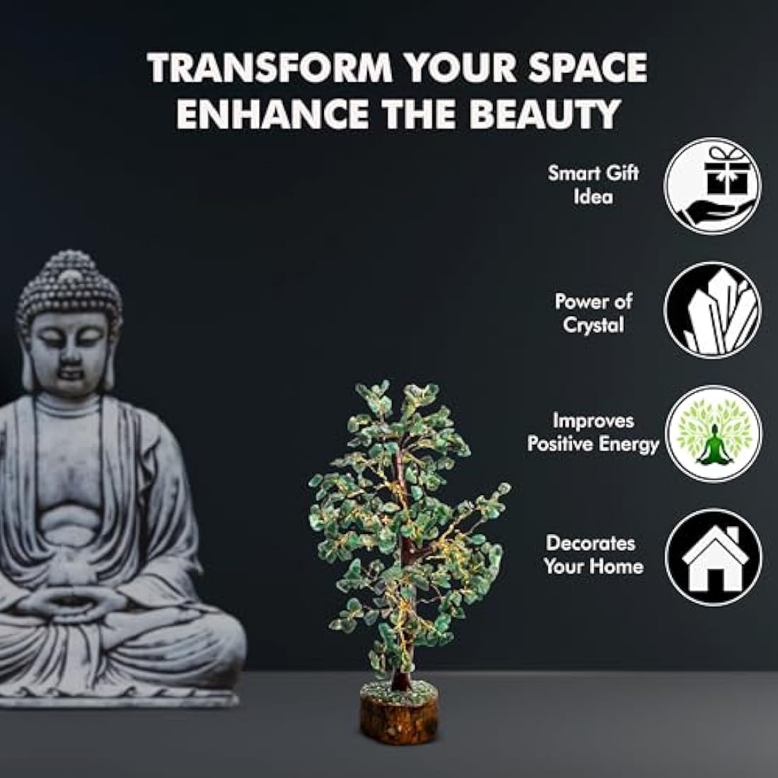 Green Jade Crystal Money Tree | Feng Shui Decor (300 Beads)