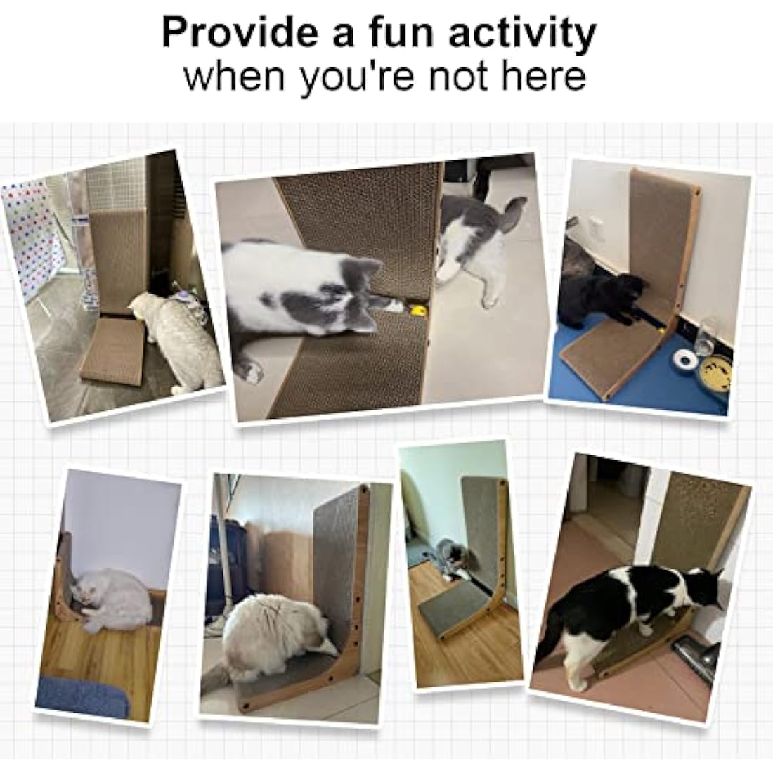 FUKUMARU L-Shape Cat Scratcher | Wall Mounted Cardboard Lounge with Toy