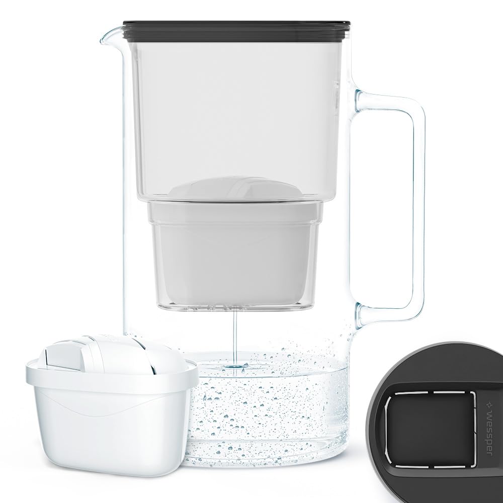 Wessper 3L Glass Water Filter Jug | Borosilicate Pitcher with 1 Cartridge