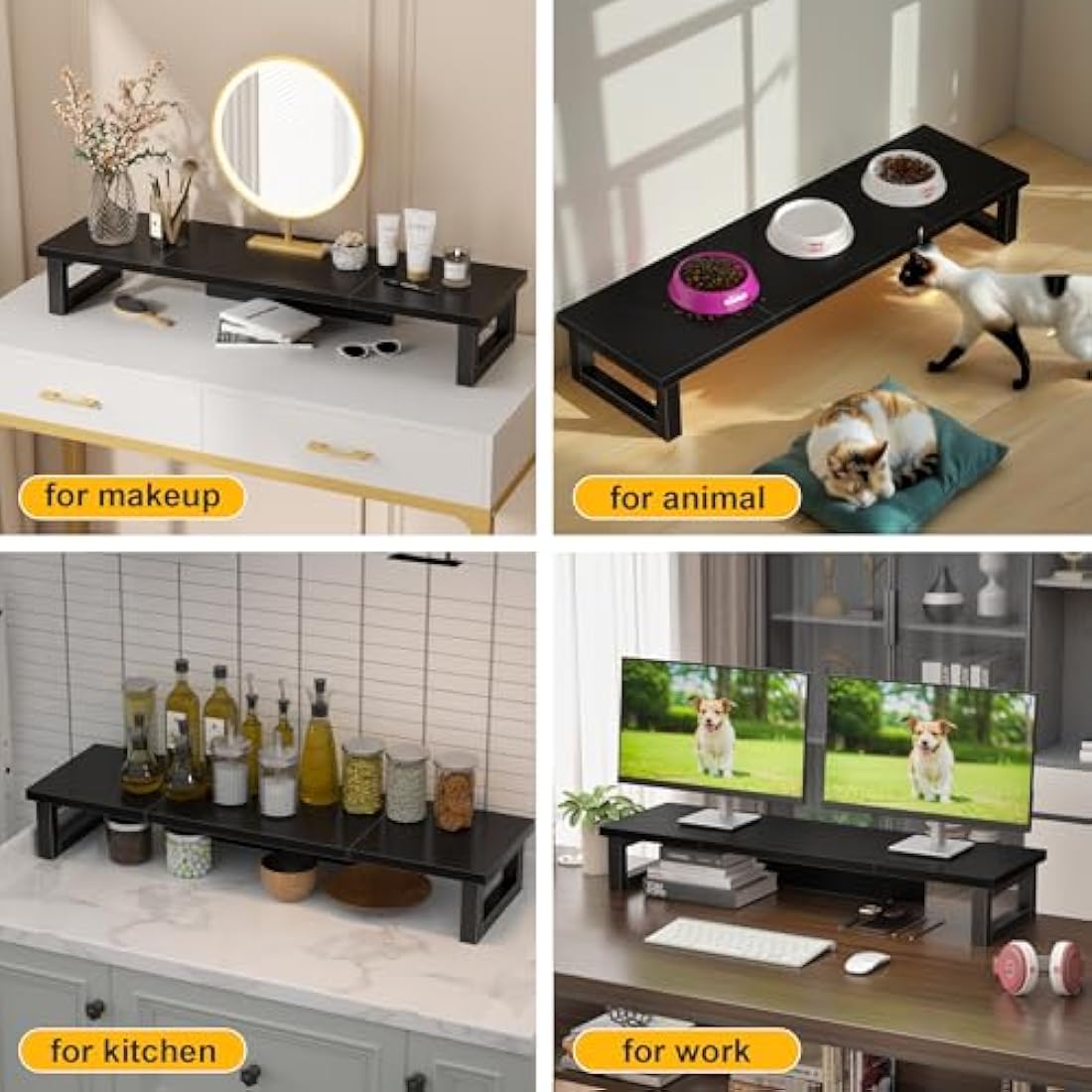 OYRREU Dual Monitor Stand – 91cm Ergonomic MDF Desk Riser, Black