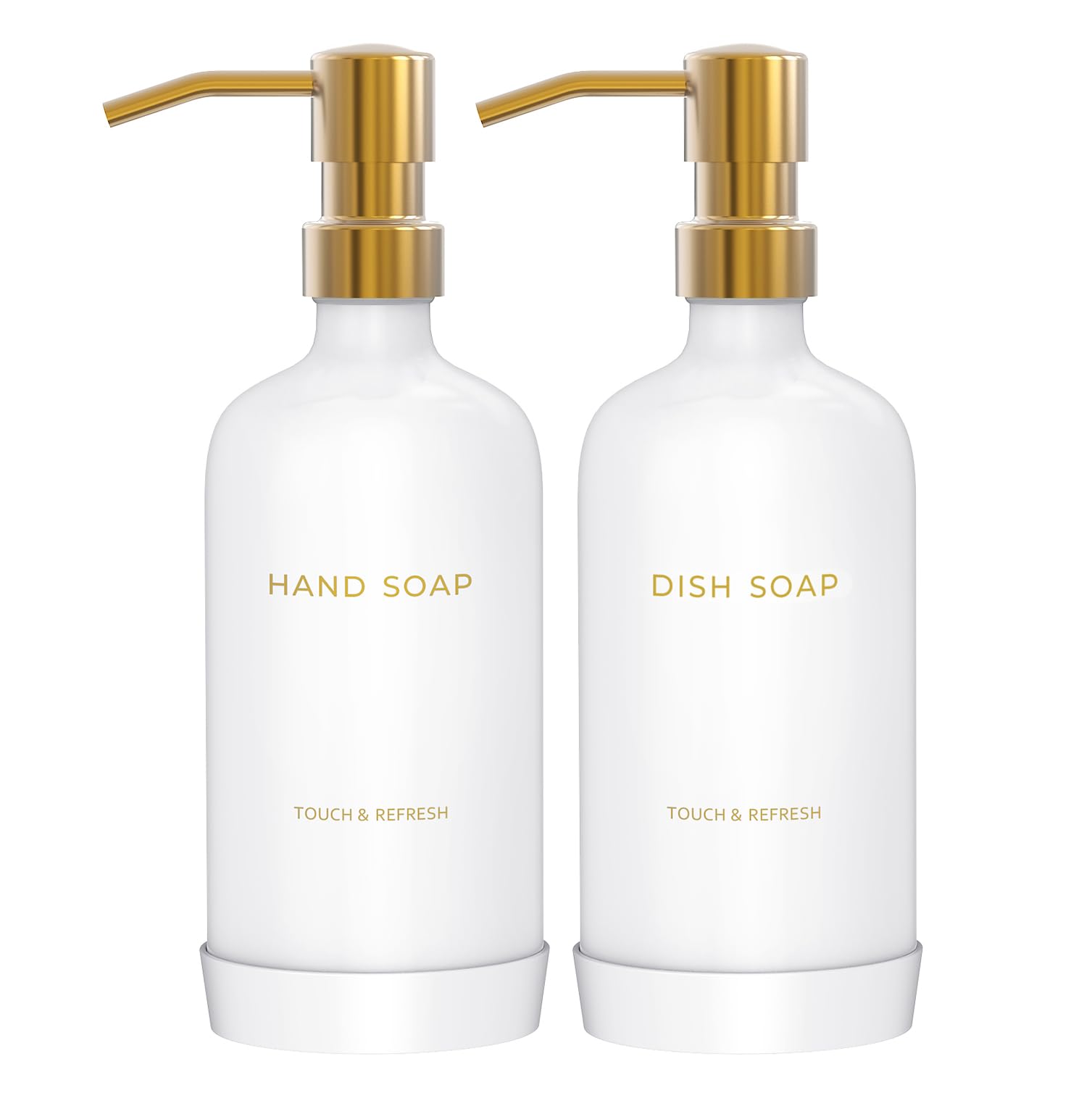 Glass Kitchen Soap Dispenser with Gold Pump – Non-Slip