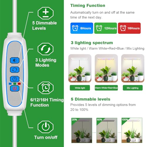 Wiaxulay Full Spectrum LED Grow Light – Height Adjustable Desk Plant Lamp