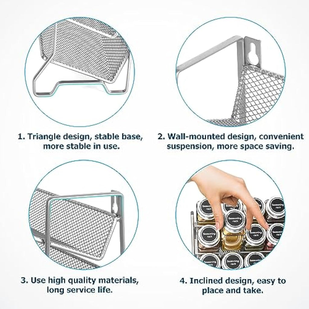 Jolof Store 4-Tier Metal Spice Rack with 24 Plastic Jars and Labels