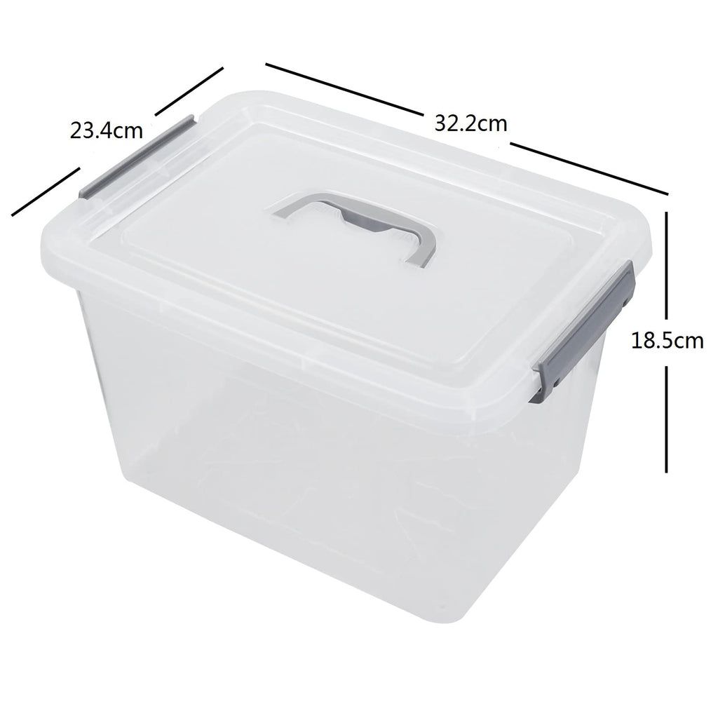 Gitany 12L Plastic Latching Storage Box with Lid, Clear 6-Pack Set