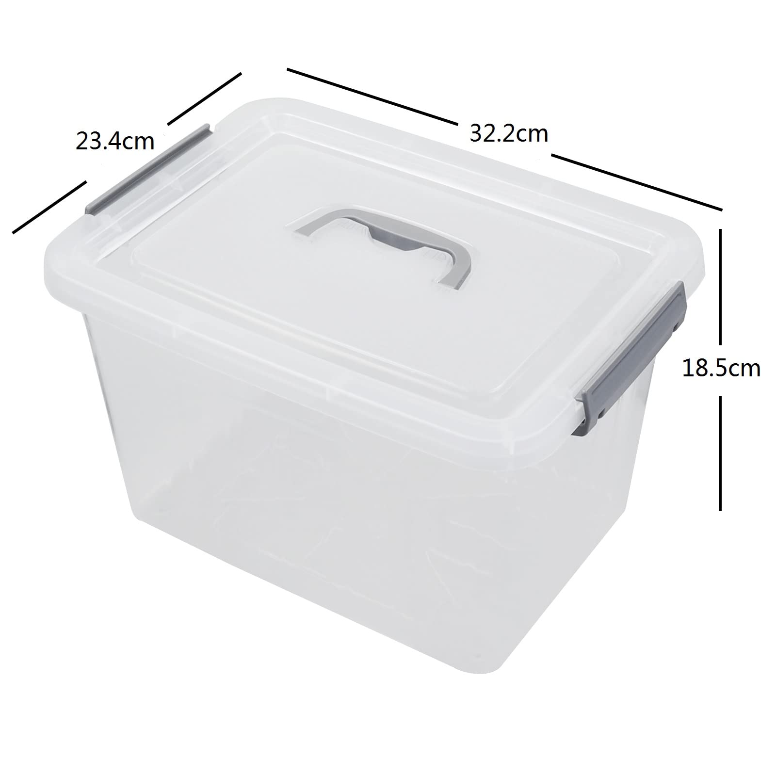 Gitany 12L Plastic Latching Storage Box with Lid, Clear 6-Pack Set