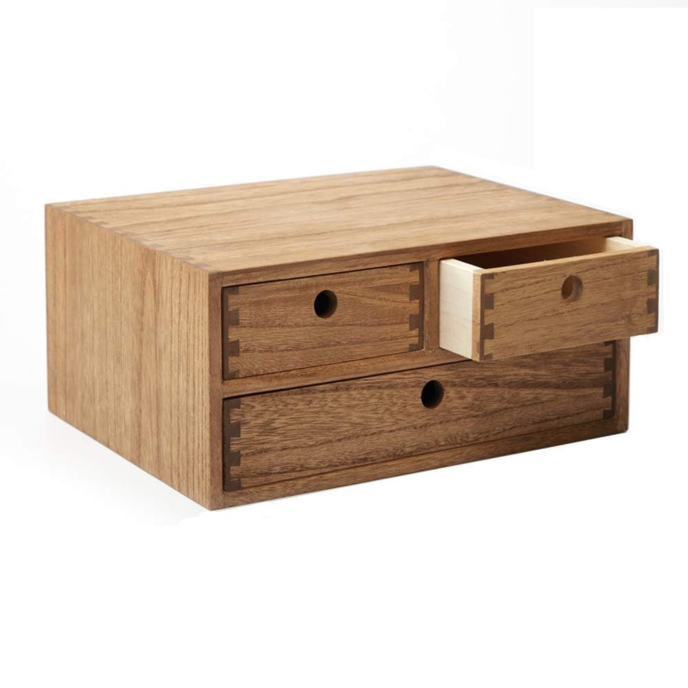 KIRIGEN Wooden Desktop Organizer | 3-Drawer Office Storage Cabinet