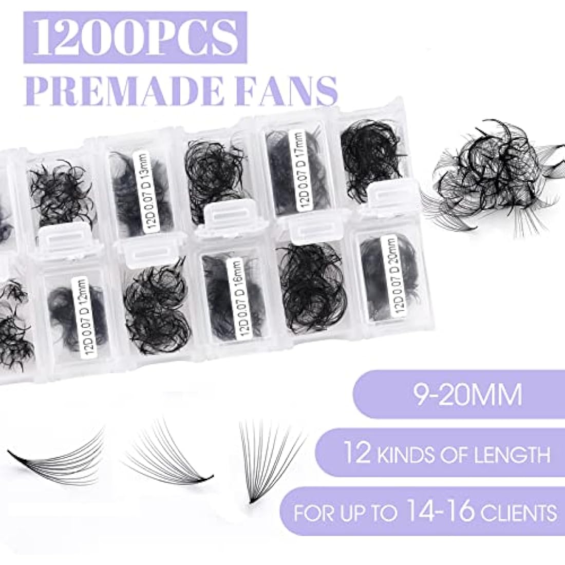 Wendylashes 12D Premade Fans Eyelash Extensions | 0.07mm C Curl 9-20mm