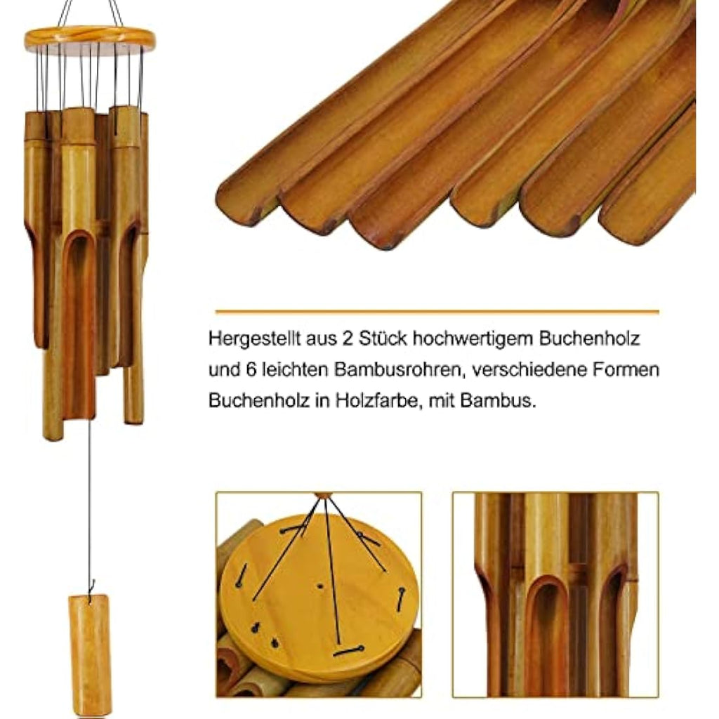 Astarin 30" Bamboo Wind Chimes – Handmade Wooden Zen Garden Decor