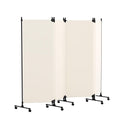 HIDODO 4 Panel Upgraded Room Divider with Wheels, 247cm W x 183cm H, Beige - image 1