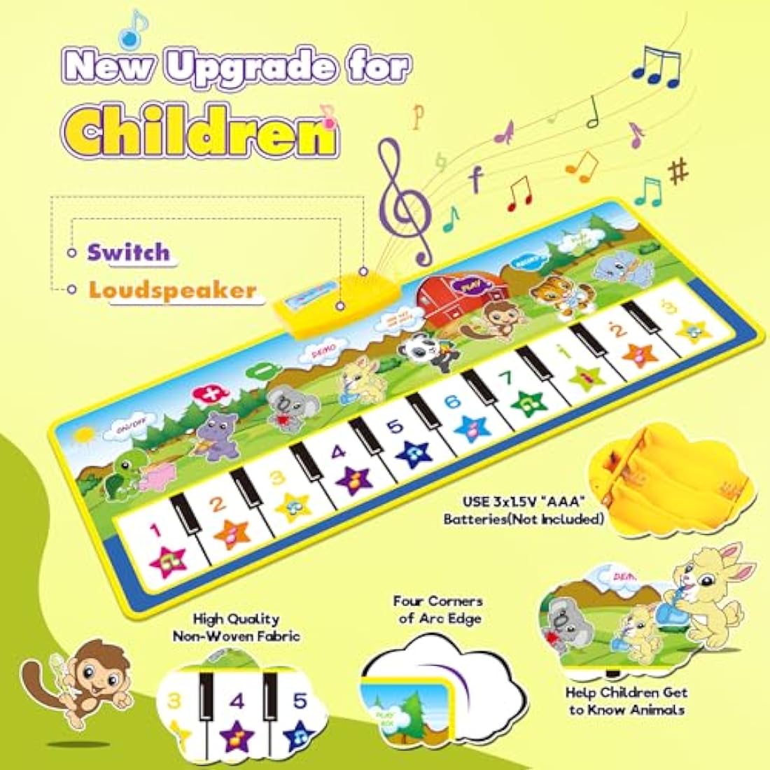 m zimoon Kids Piano Mat | 8 Instrument Musical Dance Floor Mat for Toddlers