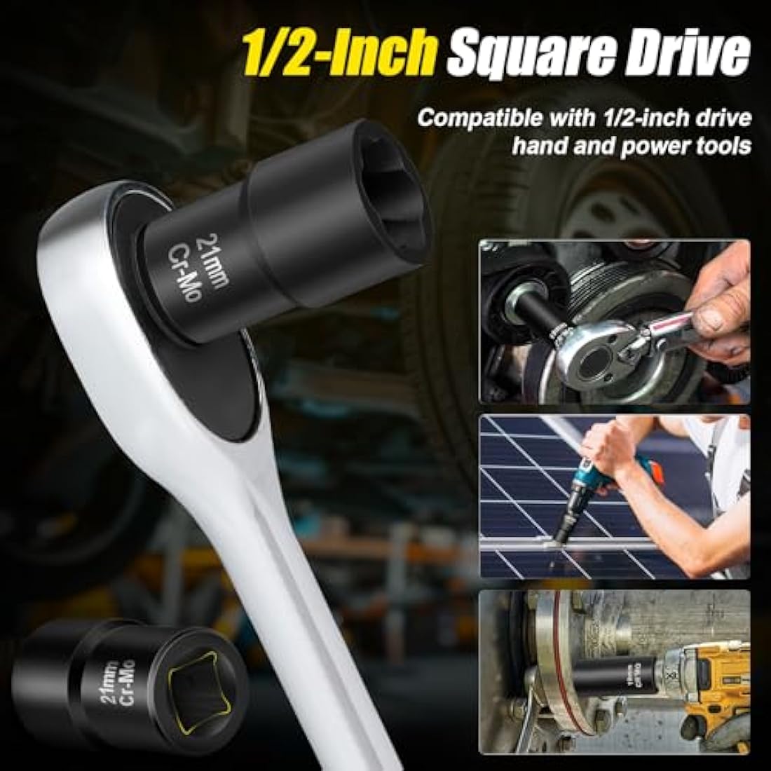 Topec 10-Piece Bolt Extractor Set | 1/2" Drive Cr-Mo Lug Nut Remover Kit