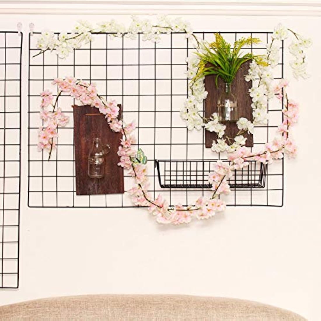 Honfitat White Silk Cherry Blossom Hanging Vine Garland - 1 Pack