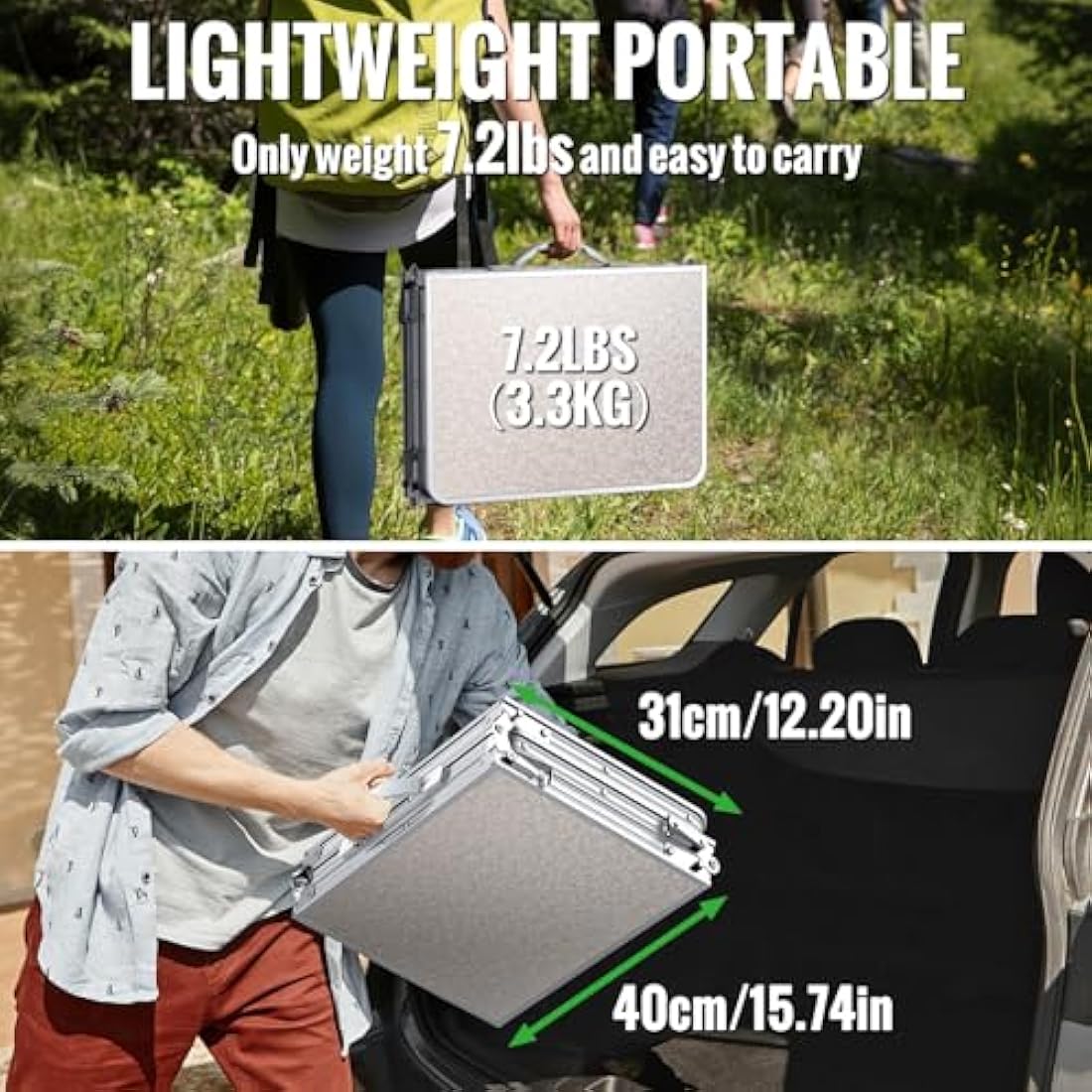 GARLLEN Folding Camping Table | 3-Height Adjustable Aluminum Picnic Table