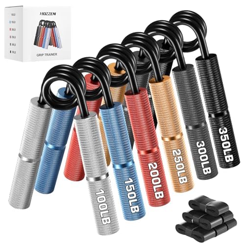 Hozzen Hand Grip Strengthener Set – 6 Pack Metal Forearm Trainer 100-350lbs
