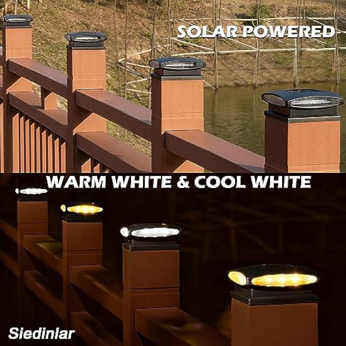 Siedinlar Solar Post Cap Lights | 2 Modes LED Outdoor Fence Decor | 4 Pack