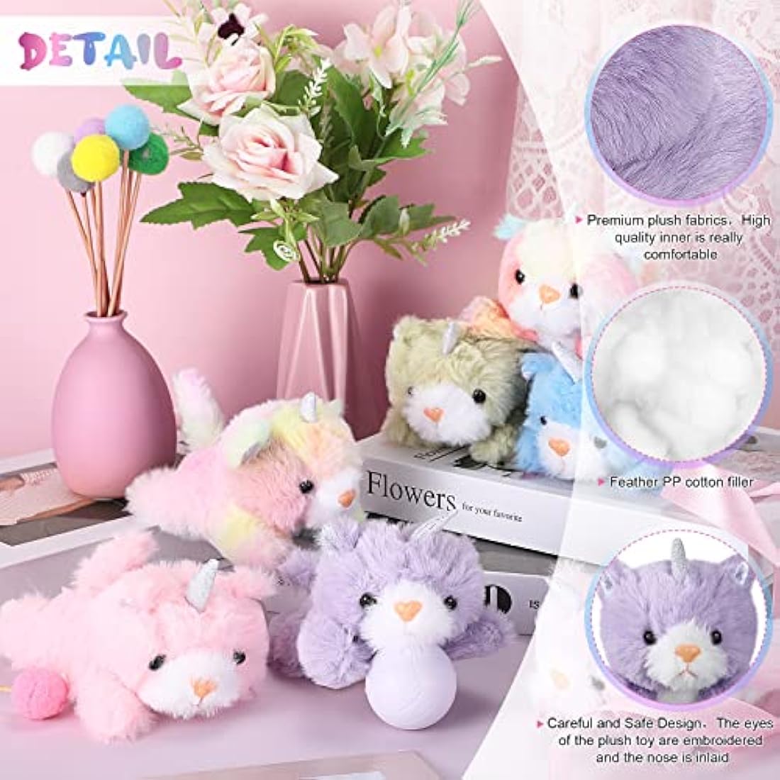 Jolof Store 8 Pcs Cat Stuffed Animals Bulk – 5 Inch Plush Party Favors