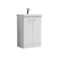 Nuie Core Floor Standing 2 Door Vanity Unit & Ceramic Basin - Gloss White