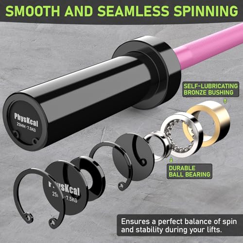 PhysKcal 4ft Olympic Barbell | 2-Inch Short Training Bar for Home Gym