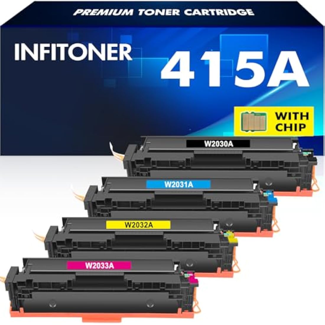 Jolof Store HP 415A Compatible Toner Cartridge 4-Pack with Chip for M479fdw