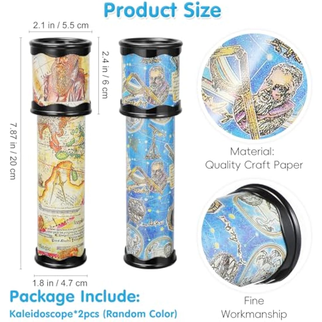 Jolof Store 20cm Kaleidoscope Toy 2-Pack – Retro STEM Optical Toy