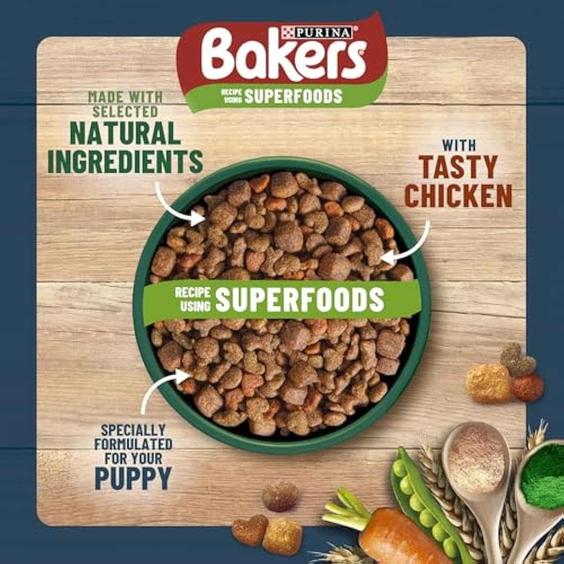 Bakers Puppy Dry Dog Food Chicken and Veg - 2.85kg (Pack of 4)