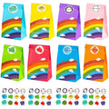 TOOELMON Rainbow Paper Party Bags – 40 Pcs Kraft Goodie Bags with Stickers