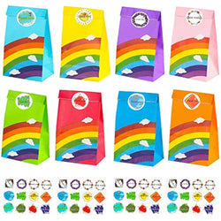 TOOELMON Rainbow Paper Party Bags – 40 Pcs Kraft Goodie Bags with Stickers