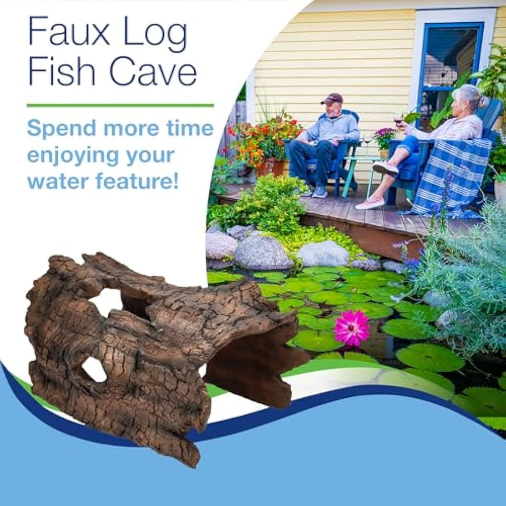 Aquascape Koi Predator Control Faux Log Fish Cave – Heavy-Duty Poly-Resin
