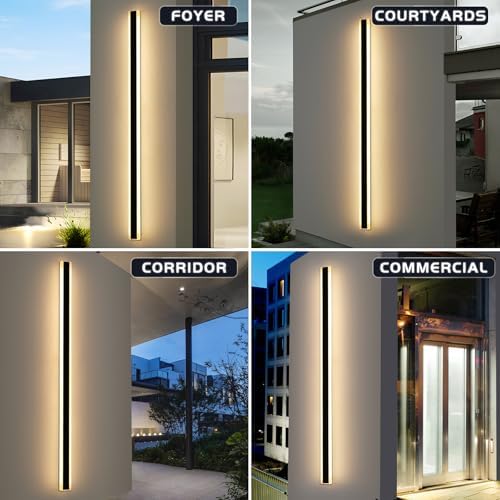 Mikeru 200CM Outdoor Wall Light | Dimmable IP65 LED Lamp in Matt Black